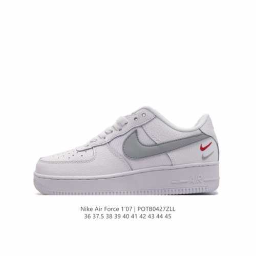耐克 Nike Air Force 1 '07 Low 空军一号含气垫 低帮百搭厚底增高休闲运动板鞋。柔软、弹性十足的缓震性能和出色的中底设计，横跨复古与现代的