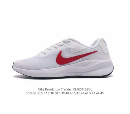 公司级 耐克 Nike Revolution 7 Wide 男女子公路跑步鞋 宽版 厚底增高老爹鞋透气网面运动鞋。采用柔软缓震设计，具有出色支撑力，为你开启跑步 - 点击图像关闭