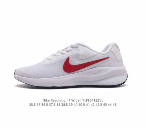 公司级 耐克 Nike Revolution 7 Wide 男女子公路跑步鞋 宽版 厚底增高老爹鞋透气网面运动鞋。采用柔软缓震设计，具有出色支撑力，为你开启跑步