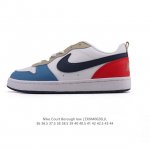 耐克 Nike 男女子运动鞋 Court Borough Low 小空军低帮板鞋。1.其皮革材质的鞋面结合网眼鞋舌，在出众外观与质感的同时提供稳固支撑，并且提升