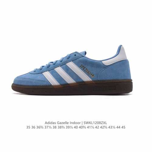 阿迪达斯 Adidas Originals Gazelle Indoor复古三叶草防滑透明橡胶板鞋经典运动鞋。这款经典鞋,忠于原版设计,缀撞色三条纹和鞋跟饰片。