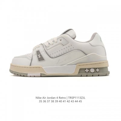 公司级 路易威登 Louis Vuitton Lv路易威登板鞋 时尚运动鞋潮厚底增高男女鞋。舒适防滑底和百搭性霸屏整个时尚娱乐圈，细节调整完美主义！采用柔软皮革