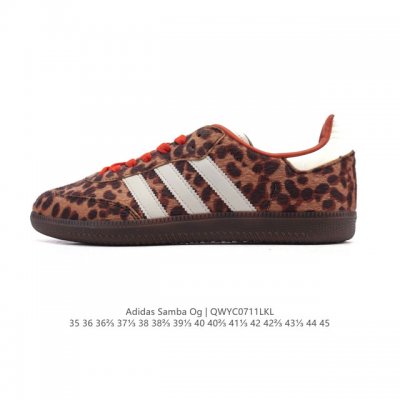 公司级 阿迪达斯 德训鞋 Adidas Originals Samba Og Shoes 经典运动鞋小白鞋 T头鞋 豹纹毛绒织物鞋面男女士板鞋 彰显休闲摩登风情