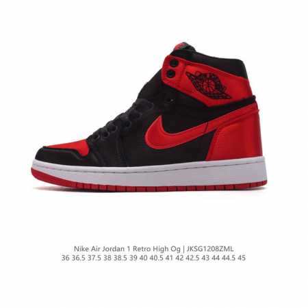 公司级 耐克 男女同款运动板鞋 Nike Air Jordan 1 Retro High Og 乔丹一代aj1 乔1 Aj1 篮球鞋复刻运动鞋。皮面高帮板鞋的设 - 点击图像关闭