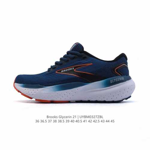 200 【公司级】Brooks 布鲁克斯 男女子专业缓震跑步鞋Glycerin甘油21运动厚底增高老爹鞋。特别适合大体重和低足弓跑者。相比前一代，21Gt的中底