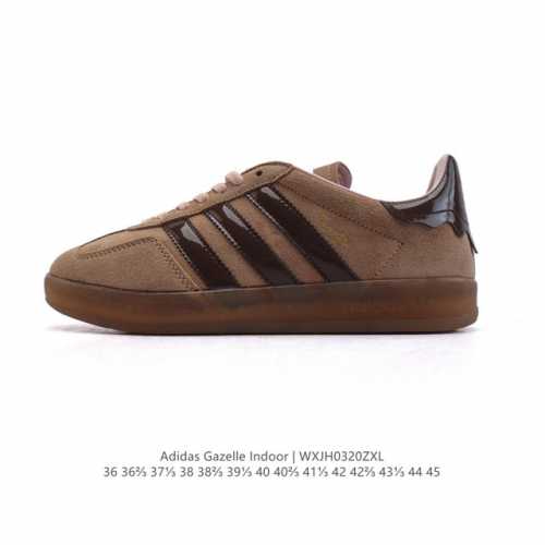 160 阿迪达斯 Adidas Originals Gazelle Indoor复古三叶草防滑透明橡胶板鞋经典运动鞋。这款经典鞋,忠于原版设计,缀撞色三条纹和鞋