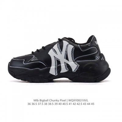 公司级 美职棒 Mlb Bigball Chunky 纽约洋基队厚底增高老爹鞋男女复古鞋中性纽约洋基队休闲经典运动鞋。加厚鞋底，侧面有撞色Ny标识，打造出时尚外