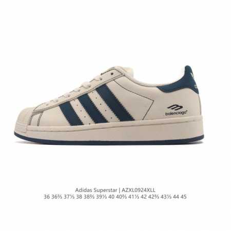 公司级 阿迪达斯 Adidas Superstar 2025年新款鞋子 经典贝壳头系列 新款休闲板鞋潮流女士运动鞋 。鞋面皮革拼接材质 标志性的贝壳鞋头，简约的 - 点击图像关闭