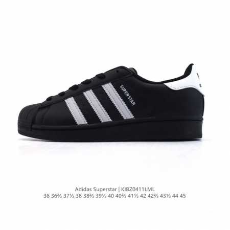 公司级 阿迪达斯 Adidas Superstar 三叶草经典贝壳头系列 新款休闲板鞋潮流男女士运动鞋 。鞋面柔软皮革材质 标志性的贝壳鞋头，锯齿三条纹，简约的 - 点击图像关闭
