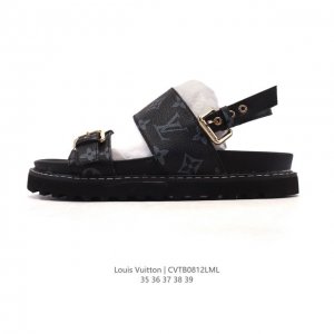 Lv 路易威登Louis Vuitton 大Logo印花 厚底增高休闲凉鞋 众多明星网红上脚 鞋面采用牛皮材质 扣饰经过防氧化防腐蚀处理 原版大扣 并非市场上的