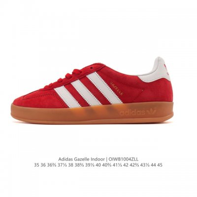 阿迪达斯 Adidas Originals Gazelle Indoor复古三叶草防滑透明橡胶板鞋经典运动鞋。这款经典鞋,忠于原版设计,缀撞色三条纹和鞋跟饰片。