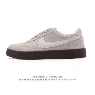 耐克板鞋 生胶米白 复古板鞋J.Crew X Nike 联名 Killshot Ii Leather 男女休闲复古运动鞋。采用米白色皮革制作鞋身，大号Swoos