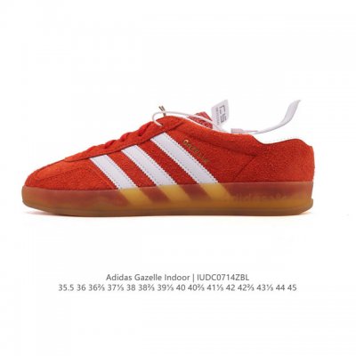 公司级 阿迪达斯 Adidas Originals Gazelle Indoor复古三叶草防滑透明橡胶板鞋经典运动鞋。这款经典鞋,忠于原版设计,缀撞色三条纹和鞋