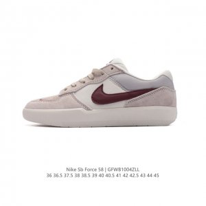 耐克nike Sb Force 58 运动滑板鞋。这是一款将前沿创新带入街头的单品，它具有硫化杯底，具有出色的耐用性和灵活性。使用柔软皮革和帆布拼接，在饰面上放
