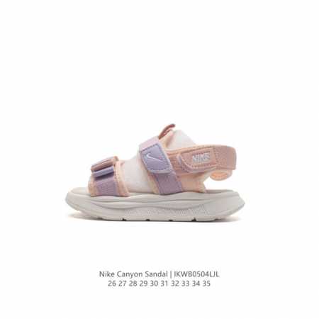 童鞋 真标 耐克 Nike Canyon Sandal 双杠 魔术贴凉拖鞋 夏季必备 透气 海绵底减震 儿童款凉鞋 沙滩鞋 类型：儿童鞋 码数：26-35 编码 - 点击图像关闭
