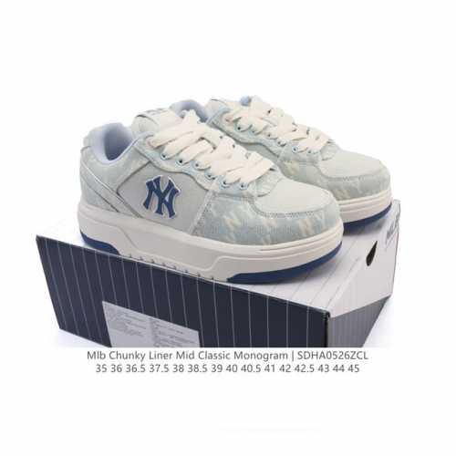 mlb Chunky Liner Mid人气单品学长鞋系列轻量增高厚底百搭休闲运动板鞋轻便胶鞋 高级街头休閒品牌鞋 Mlb Chunky Liner 学长鞋是从