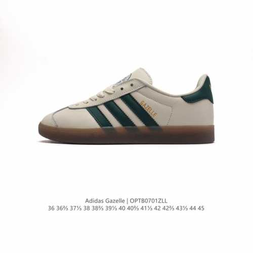阿迪达斯 Adidas 中性三叶草gazelle系列休闲鞋男女经典运动鞋，鞋身特殊的猪八皮革材质和简单百搭的特点，让 Gazelle 一直活跃在街头。T字鞋头、