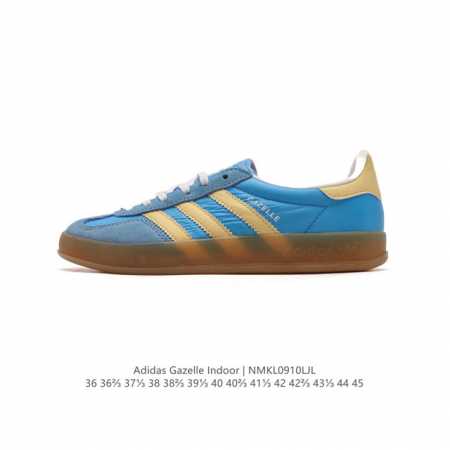 阿迪达斯 Adidas Originals Gazelle Indoor 复古三叶草防滑透明橡胶板鞋经典运动鞋。这款经典鞋,忠于原版设计,缀撞色三条纹和鞋跟饰片 - 点击图像关闭