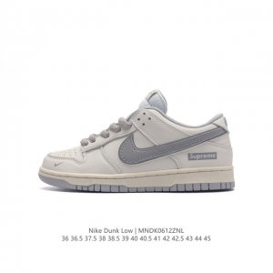 真标supreme X Nike Dunk Low 运动滑板鞋，此款主张打破传统的工业化流水线设计限制，以made By Ideas的超级创意为理念，集结众多潮