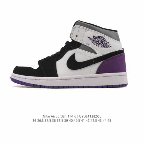 耐克 Nike Air Jordan 1 Mid 男女子篮球鞋时尚轻盈板鞋Aj1乔1运动鞋 乔丹一代 高帮复古休闲篮球鞋 。Air Jordan 1 Mid 搭