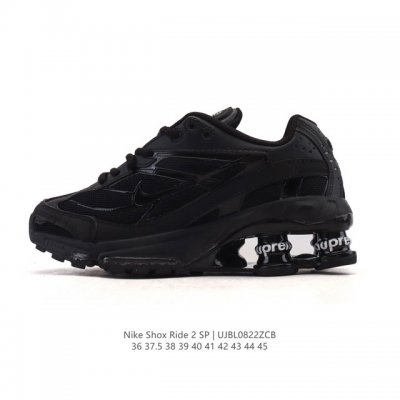 新品 耐克Nike Shox Ride 2 织物 防滑耐磨 复古 跑鞋 气垫缓震运动篮球鞋 Shox系列：舒适与时尚的完美结合，这款现代经典之作，凭借脚跟下方的