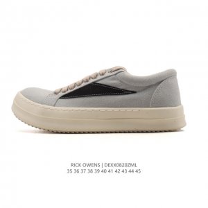 公司级 Rick Owens 复古百搭 时尚 舒适透气 耐磨 休闲鞋 市售最高版本 Rick Owens 瑞克 欧文斯 粗鞋带 低帮高街休闲运动板鞋 原鞋开发