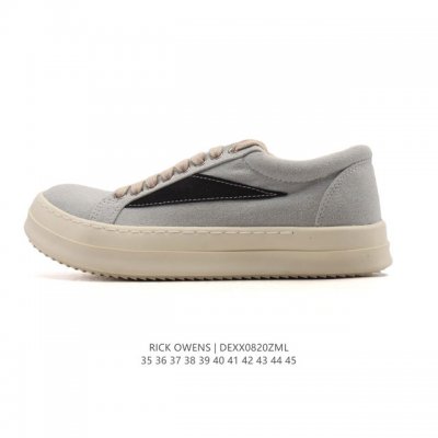 公司级 Rick Owens 复古百搭 时尚 舒适透气 耐磨 休闲鞋 市售最高版本 Rick Owens 瑞克 欧文斯 粗鞋带 低帮高街休闲运动板鞋 原鞋开发