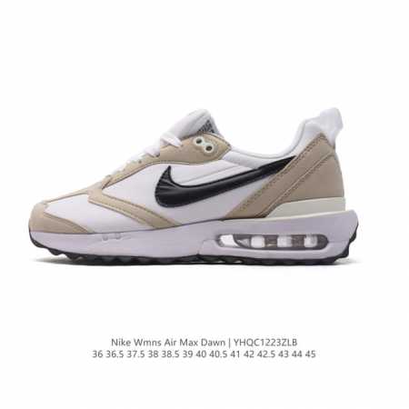 耐克 Nike Air Max Dawn 黎明系列 低帮气垫百搭休闲运动慢跑鞋，从配色上彰显出浓厚的复古气质。最大的亮点当属鞋型设计上加入结构元素，汲取1984 - 点击图像关闭