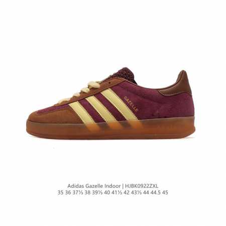 阿迪达斯 Adidas Originals Gazelle Indoor 复古三叶草防滑透明橡胶板鞋经典运动鞋。这款经典鞋,忠于原版设计,缀撞色三条纹和鞋跟饰片 - 点击图像关闭