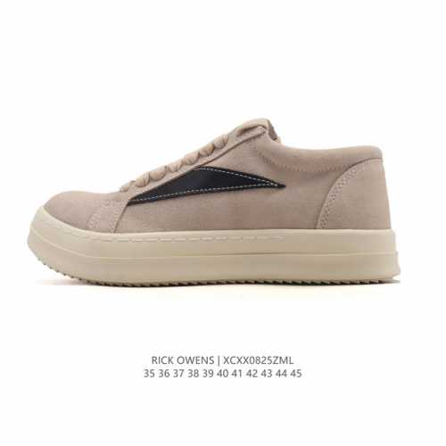 公司级 Rick Owens 复古百搭 时尚 舒适透气 耐磨 休闲鞋 市售最高版本 Rick Owens 瑞克 欧文斯 粗鞋带 低帮高街休闲运动板鞋 原鞋开发