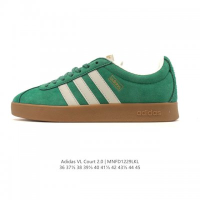 Adidas T头鞋 阿迪达斯 Vl Court 2.0 Shoes 运动休闲板鞋小白鞋，这款T形鞋头运动鞋,力求无论球场或街头,皆显耀眼出众。采用绒面革和牛皮