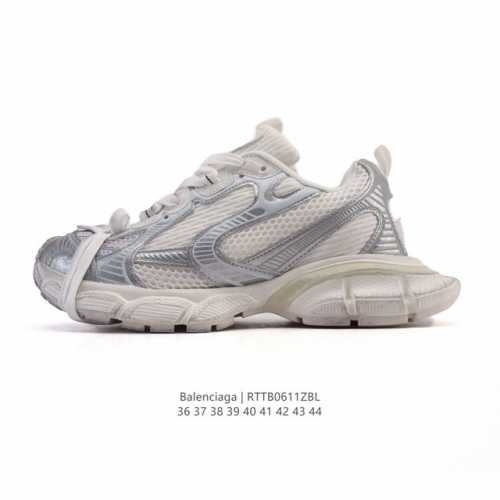 公司级 巴黎世家 Balenciaga 3Xl Sneakers 巴黎世家 十代网布系带低帮走秀复古老爹运动鞋 透气网纱 网面 材料和聚氨酯 磨损效果 鞋头边缘