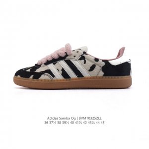 130 阿迪达斯 德训鞋 Adidas Originals Samba Og Shoes 经典运动鞋小白鞋 奶牛花纹 「T头鞋」男女士板鞋 彰显休闲摩登风情的时