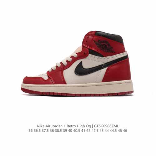 公司级 头层皮 耐克 男女鞋 Nike Air Jordan 1 Retro High Og 乔丹一代aj1 乔1 Aj1 篮球鞋复刻运动鞋。皮面高帮板鞋的设计