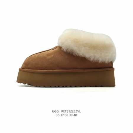 公司级 Ugg雪地靴大毛领！秋冬必备款｜独家实拍官方经典款秋冬羊皮毛一体加绒加厚雪地靴 皮革 舒适柔软时尚 耐磨增高保暖 中帮 运动休闲鞋 女款栗色 尺码：36 - 点击图像关闭