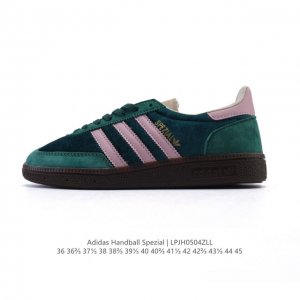公司级 阿迪达斯 Adidas Handball Spezial 低帮三叶草学院风复古休闲板鞋 德训鞋 橡胶底柔软皮革经典运动鞋板鞋。圆头、缝合拼接设计、正面绑