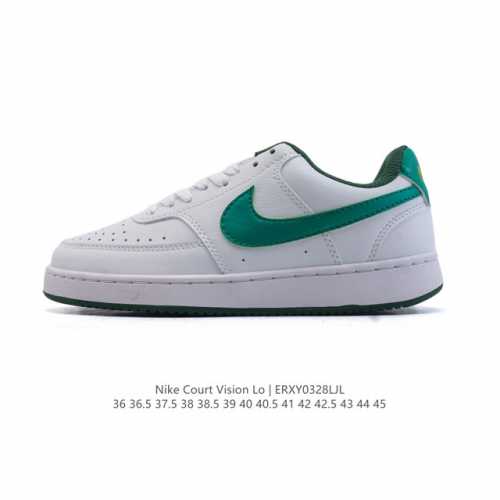 100 耐克Nike Court Vision Low 校园风低帮复古篮球板鞋男女运动鞋。延续80年代复古篮球鞋，添加学院风细节。皮革组合鞋面，利落风格，重现复