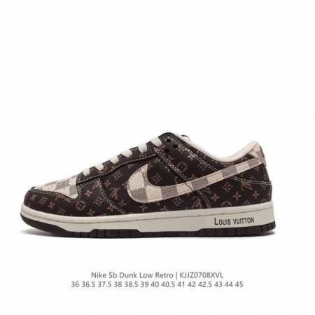 耐克 Nike Dunk Low Retro 运动鞋复古板鞋 ，路易威登联名 作为 80 年代经典篮球鞋款，起初专为硬木球场打造，后来成为席卷街头的时尚标杆，现 - 点击图像关闭