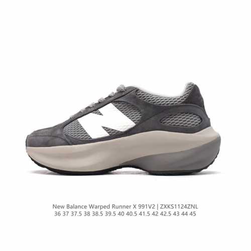 公司级 椰香扑鼻new Balance Warped Runner新款老爹鞋 厚底增高休闲复古运动跑步鞋。Beam大底提供足步弓支撑，解构皮革。用猪巴革拼接透气