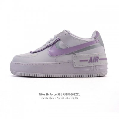 Nike 耐克低帮板鞋 空军一号 Af1马卡龙 Af1厚底增高百搭运动板鞋 Nike Air Force 1 “Shadow” 造型设计上与 Sacai X N
