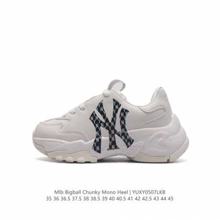 韩国mlb 男女复古老爹 Mlb Bigball Chunky Dia Mono 复古印花 男女厚底增高纽约洋基队老爹运动休闲鞋 ，Mlb他们家老爹鞋一直都是深 - 点击图像关闭