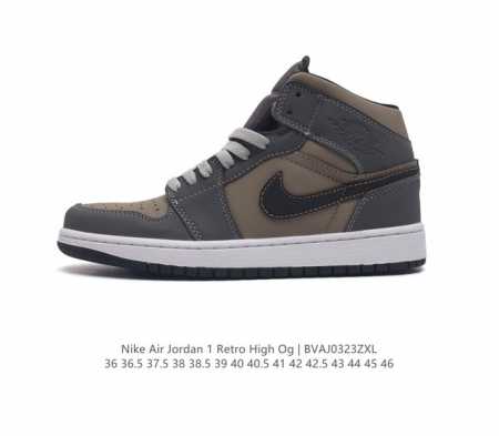 耐克 男女鞋 Nike Air Jordan 1 Retro High Og 乔丹一代aj1 乔1 Aj1 篮球鞋复刻运动鞋 皮面高帮板鞋的设计灵感源自运动夹克 - 点击图像关闭