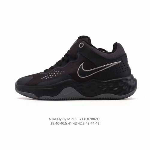 新品 耐克 Nike Fly By Mid 3 简约百搭 减震防滑耐磨圆头系带 织物 支撑轻便回弹 实战篮球鞋 中帮 男款运动跑步鞋。这款运动鞋采用柔软的回馈泡