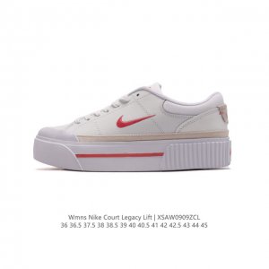 Nike 耐克 Court Legacy Lift 男女士运动鞋 运动厚底小白鞋 复古休闲鞋，上部和合成的 Strati 重叠,增加纹理、深度和透气性。 刺绣细