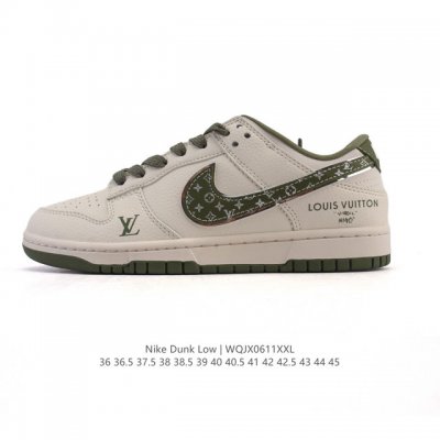 公司级 耐克 Nike Sb Dunk Low Pro 运动鞋复古板鞋 潮滑板鞋 路易威登联名。采用柔软皮革鞋面，经久耐穿，塑就如元年款 Dunk 般的复古质感