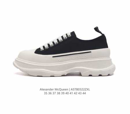 意大利高奢品牌-亚历山大 麦昆 Alexander Mcqueen Sole Sneakers 低帮时装厚底显高百搭休闲松糕鞋 男女式小白鞋 厚底增高帆布运动鞋 - 点击图像关闭