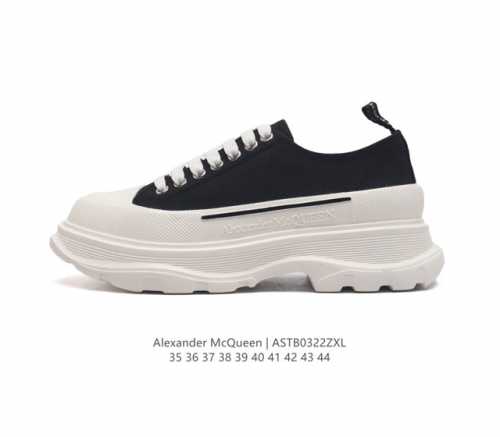 意大利高奢品牌-亚历山大 麦昆 Alexander Mcqueen Sole Sneakers 低帮时装厚底显高百搭休闲松糕鞋 男女式小白鞋 厚底增高帆布运动鞋