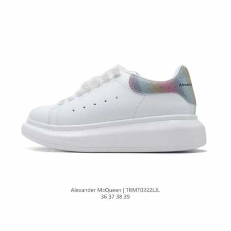 Alexandermcqueen 亚历山大 麦昆Mcq 运动小白鞋 变色龙 厚底增高闪尾光滑牛皮平底鞋休闲鞋 时尚女板鞋潮运动鞋 ，火爆到大街小巷无人不知，无人 - 点击图像关闭