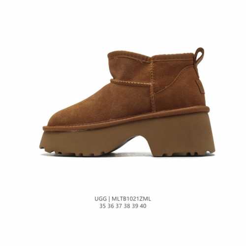 公司级 UGG 中帮靴子 雪地靴 俏皮可爱的百变造型， 美国轻奢品牌UGG 平底系列冬季羊毛一体雪地休闲保暖毛毛家居包头棉鞋。官方同步包装 检验标 材料采用原厂
