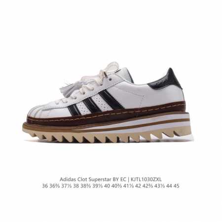 阿迪达斯 CLOT x Adidas originals Superstar 陈冠希全新设计 运动休闲厚底增高板鞋，鞋身整体以adidas经典的 Superst - 点击图像关闭